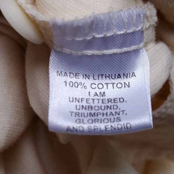 FLAX Jeanne Engelhart Pale Light Yellow Corduroy Button Down Long Tunic Top Sz M - Picture 14 of 15